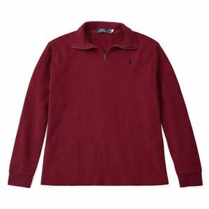 Ralph Lauren Luxury Jersey quarter zip pull over polo in maroon men’s Large